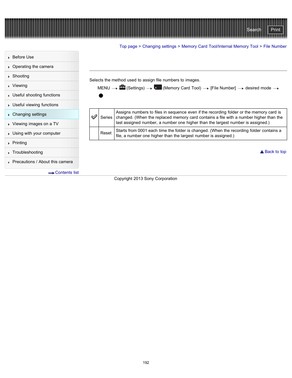 File number, Cyber-shot user guide | Sony DSC-HX300 User Manual | Page 199 / 252