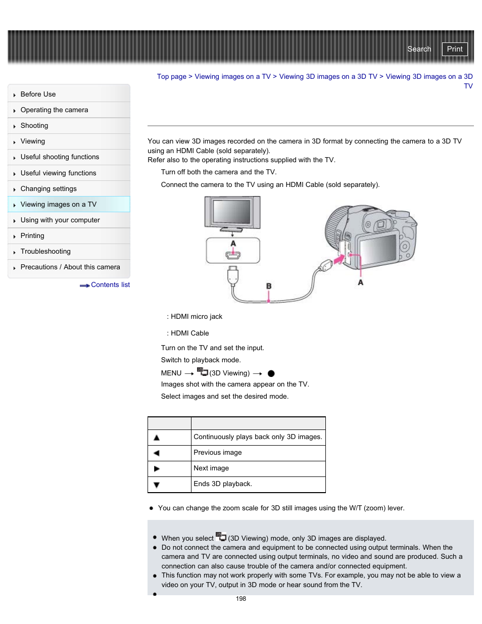 Viewing 3d images on a 3d tv, Cyber-shot user guide | Sony DSC-HX300 User Manual | Page 205 / 252