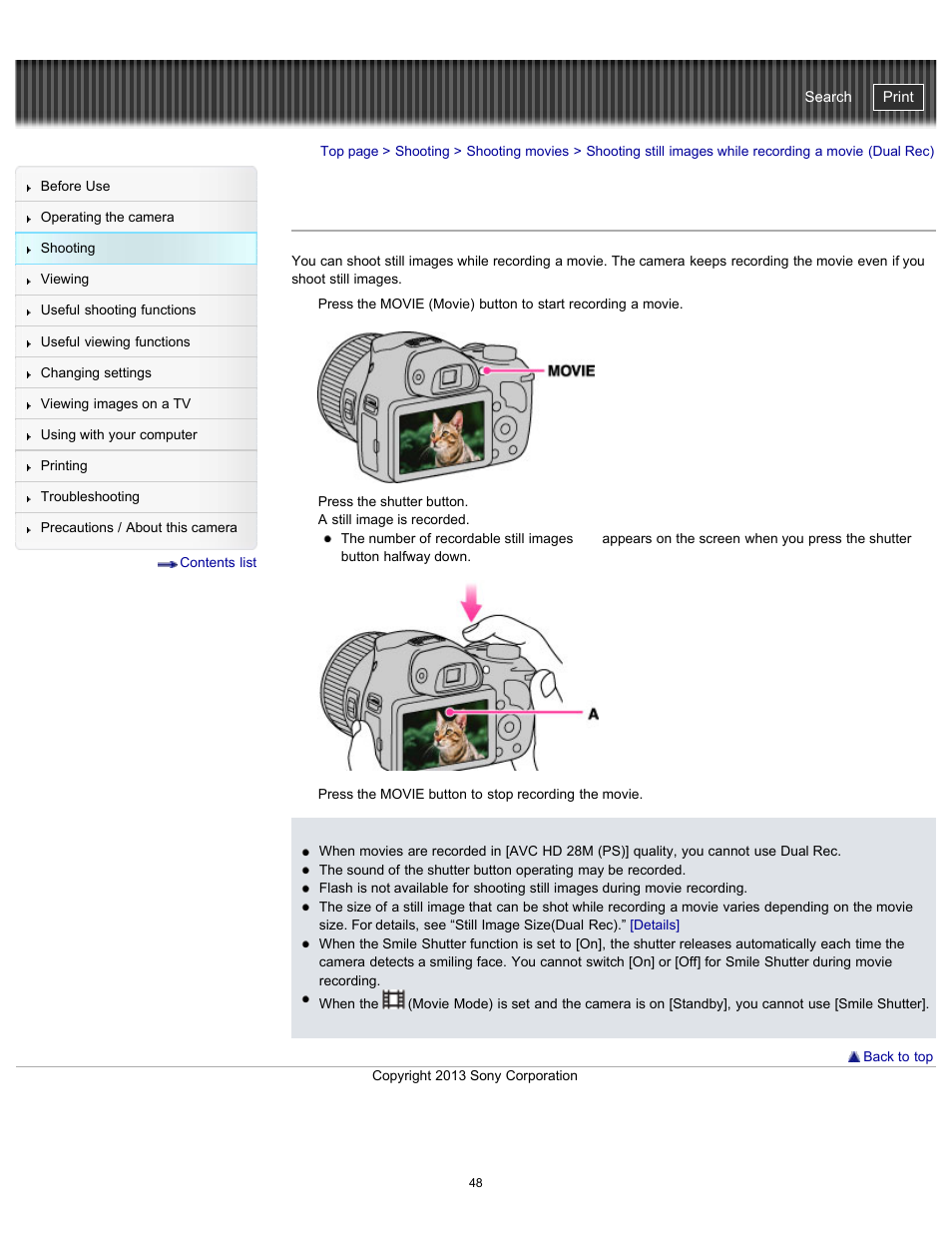 Cyber-shot user guide | Sony DSC-HX300 User Manual | Page 55 / 252