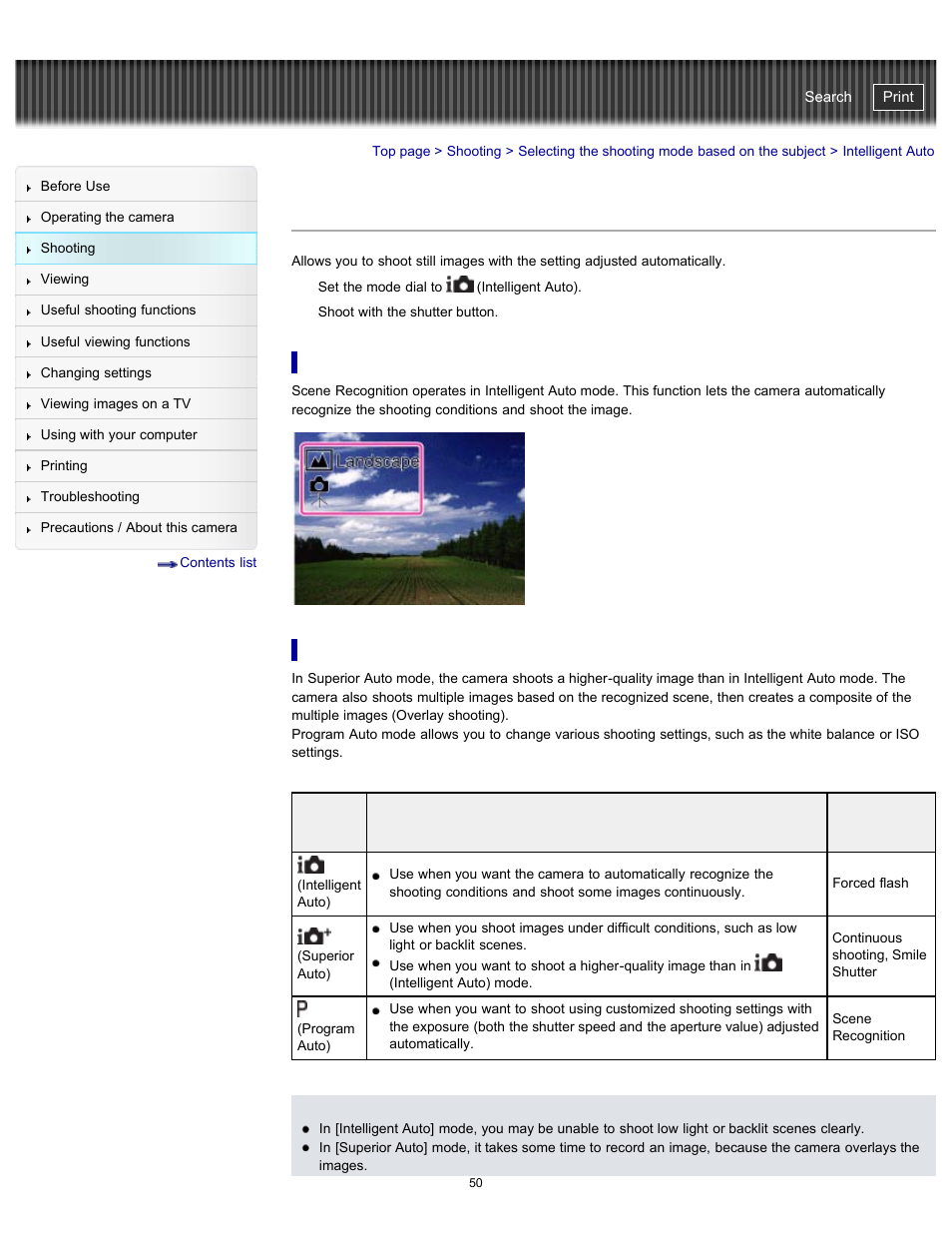 Intelligent auto, Cyber-shot user guide | Sony DSC-HX300 User Manual | Page 57 / 252