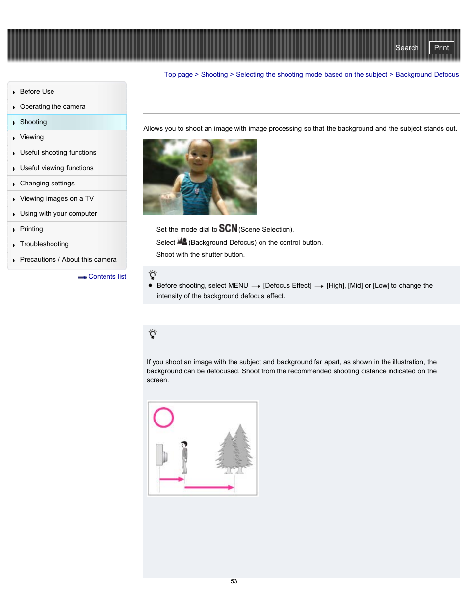 Background defocus, Cyber-shot user guide | Sony DSC-HX300 User Manual | Page 60 / 252