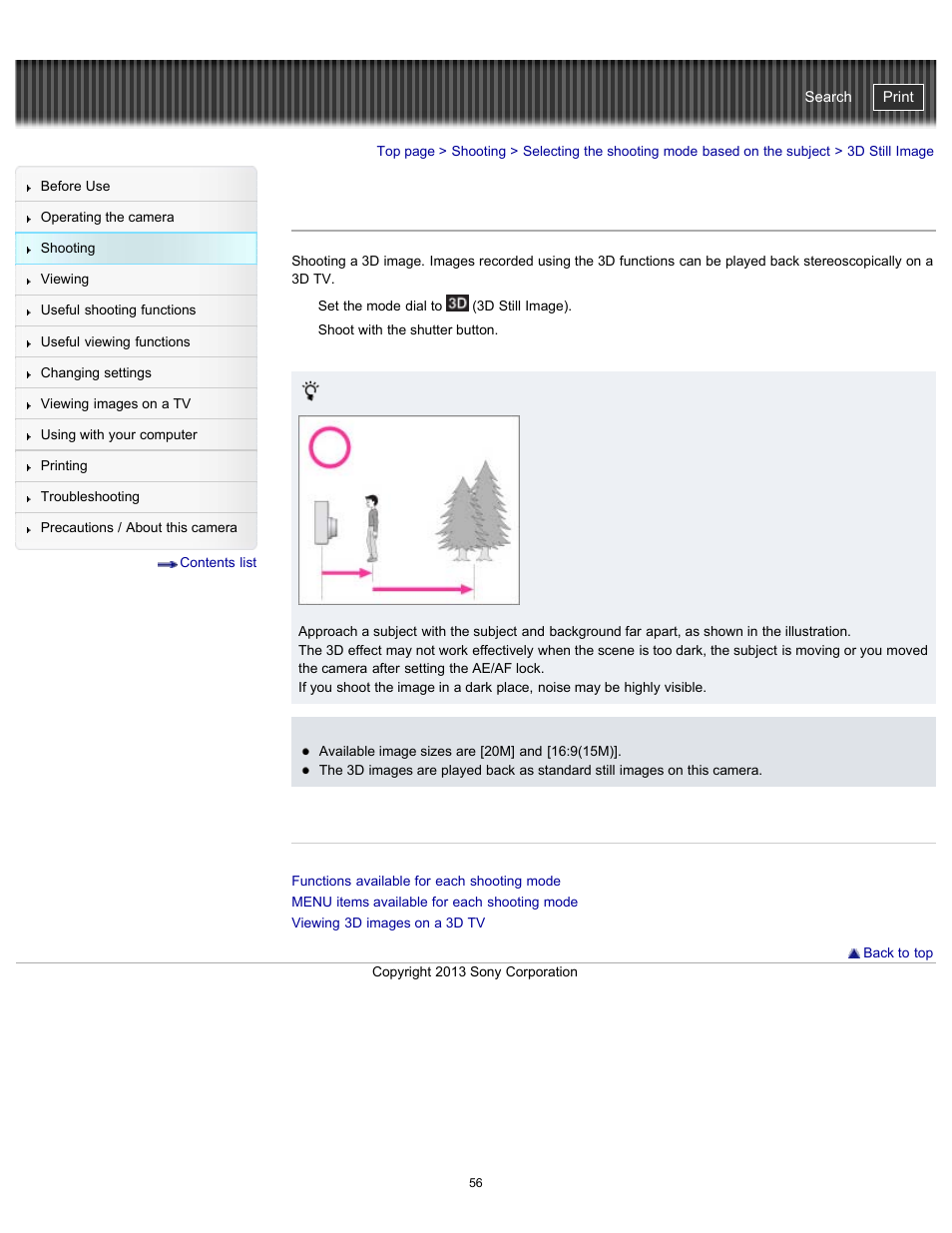 3d still image, Cyber-shot user guide | Sony DSC-HX300 User Manual | Page 63 / 252