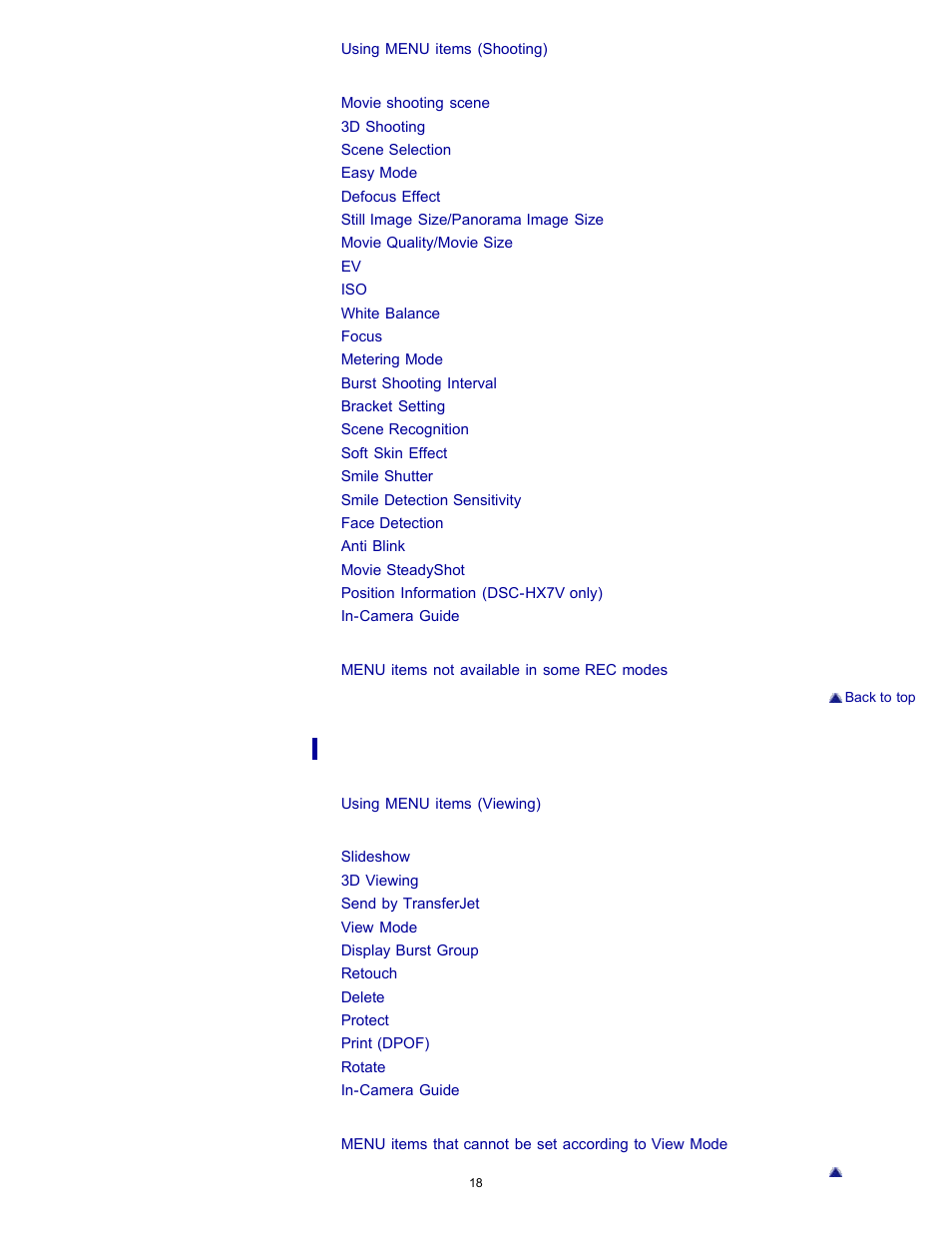 Sony DSC-HX7V User Manual | Page 18 / 271