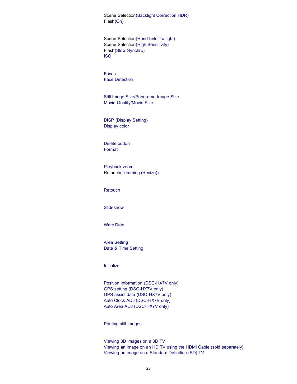 Sony DSC-HX7V User Manual | Page 23 / 271