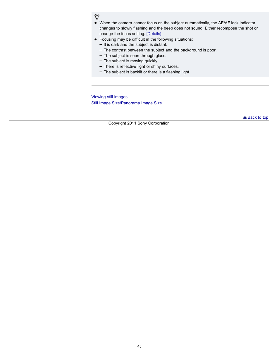 Sony DSC-HX7V User Manual | Page 45 / 271