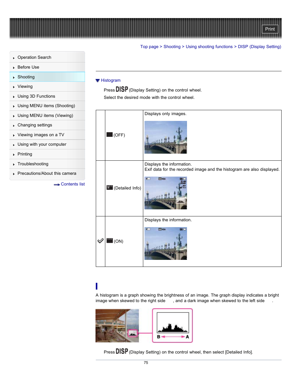 Disp (display setting) | Sony DSC-HX7V User Manual | Page 75 / 271