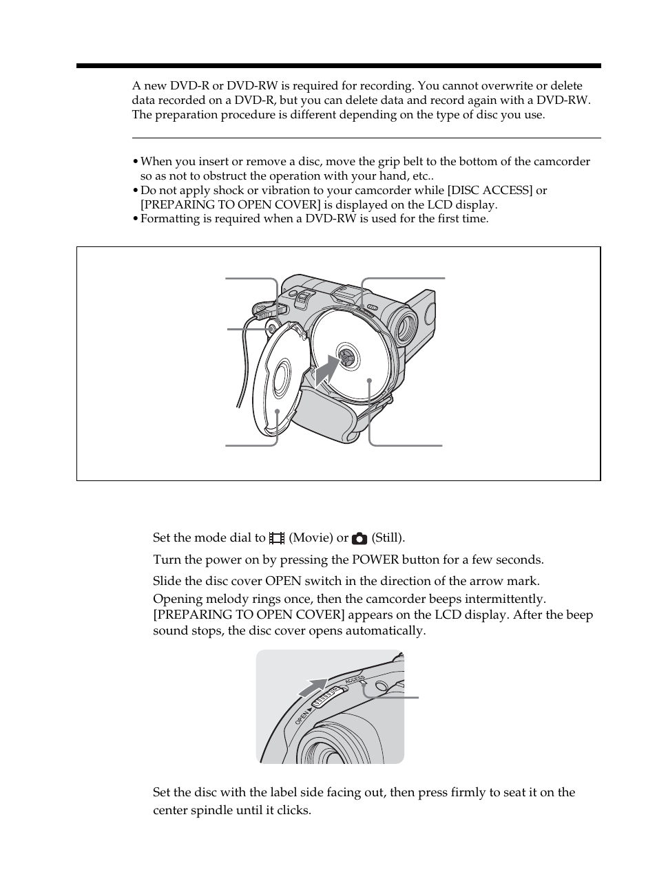 Step 5 preparing a disc for recording, Step 5 preparing a disc for recording . 26 | Sony DCR-DVD101 User Manual | Page 26 / 148