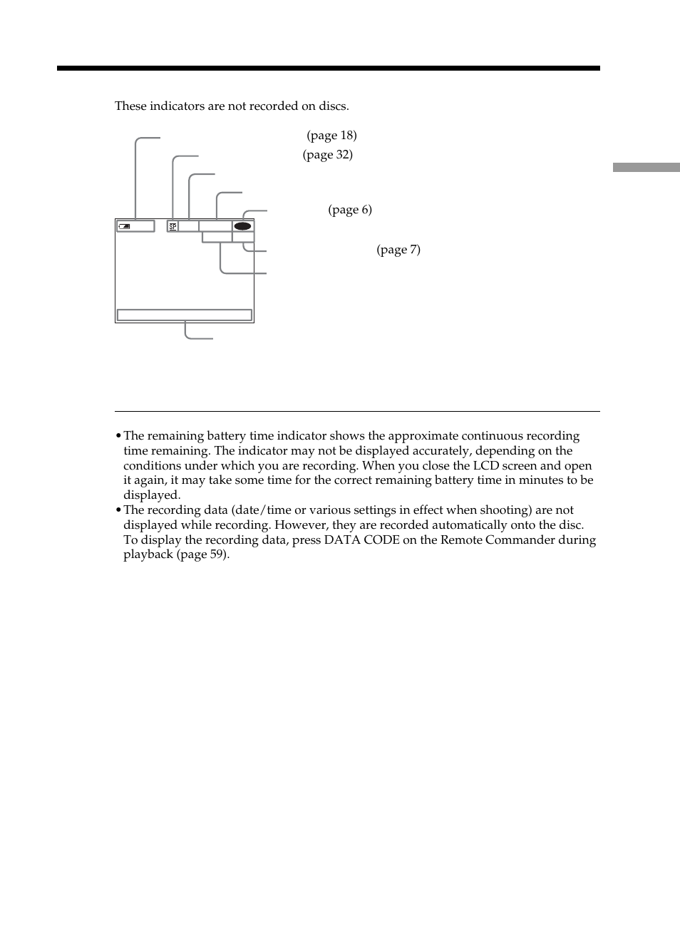 Shooting movies, Indicators displayed in the recording mode | Sony DCR-DVD101 User Manual | Page 31 / 148