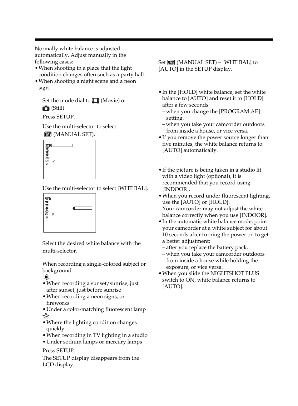 Adjusting the white balance manually, Adjusting the white balance, Manually | Sony DCR-DVD101 User Manual | Page 50 / 148
