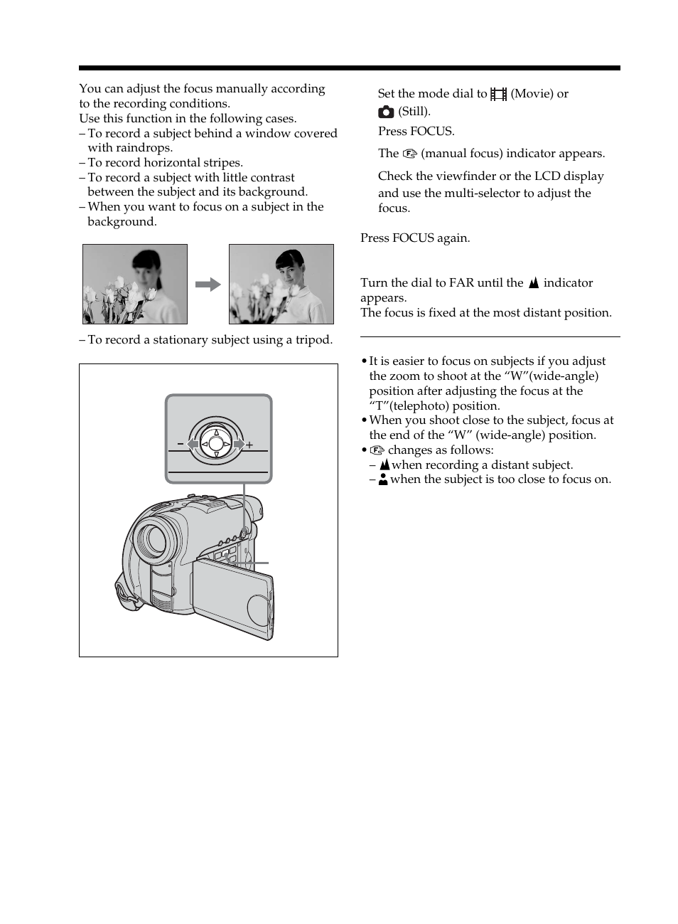 Focusing manually | Sony DCR-DVD101 User Manual | Page 52 / 148