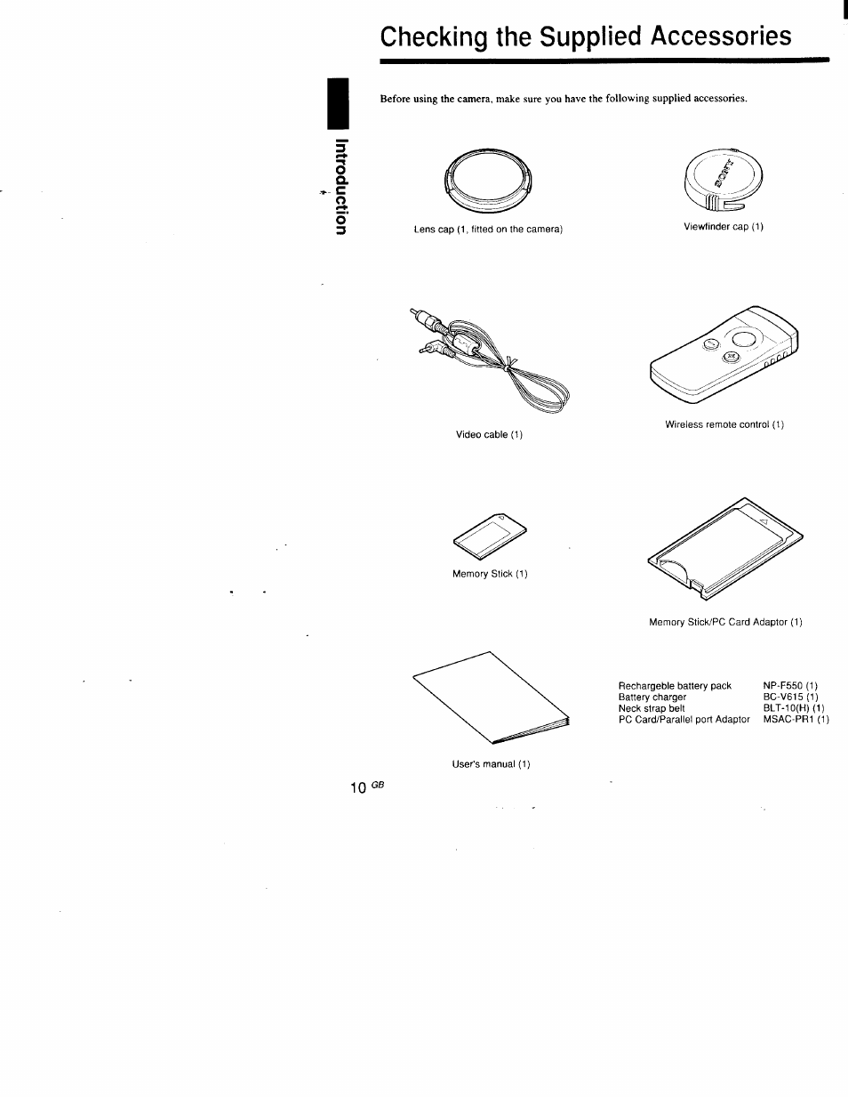 Checking the supplied accessories, Checking the supplied, Accessories | Sony DSC-D700 User Manual | Page 10 / 118