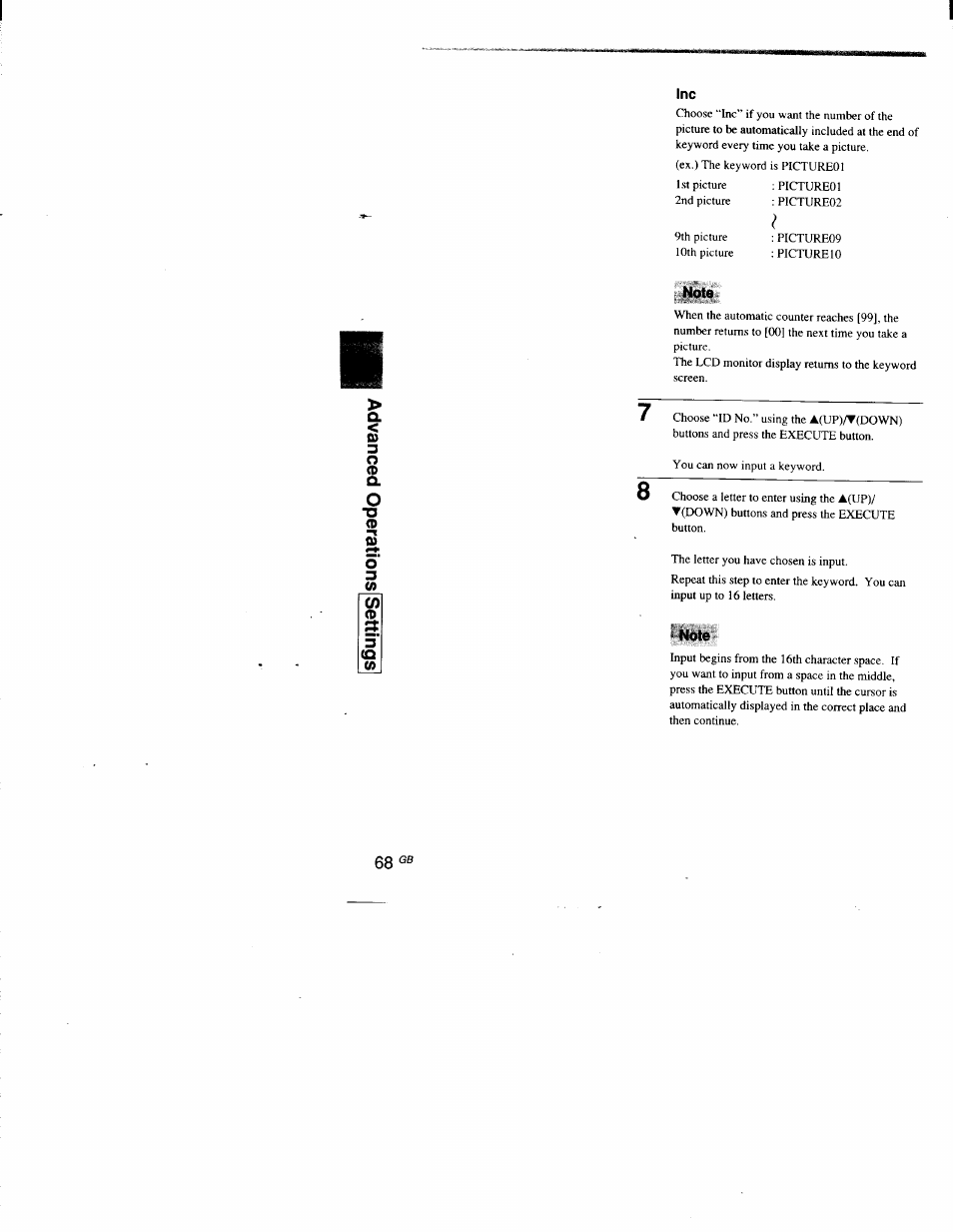 Note | Sony DSC-D700 User Manual | Page 68 / 118