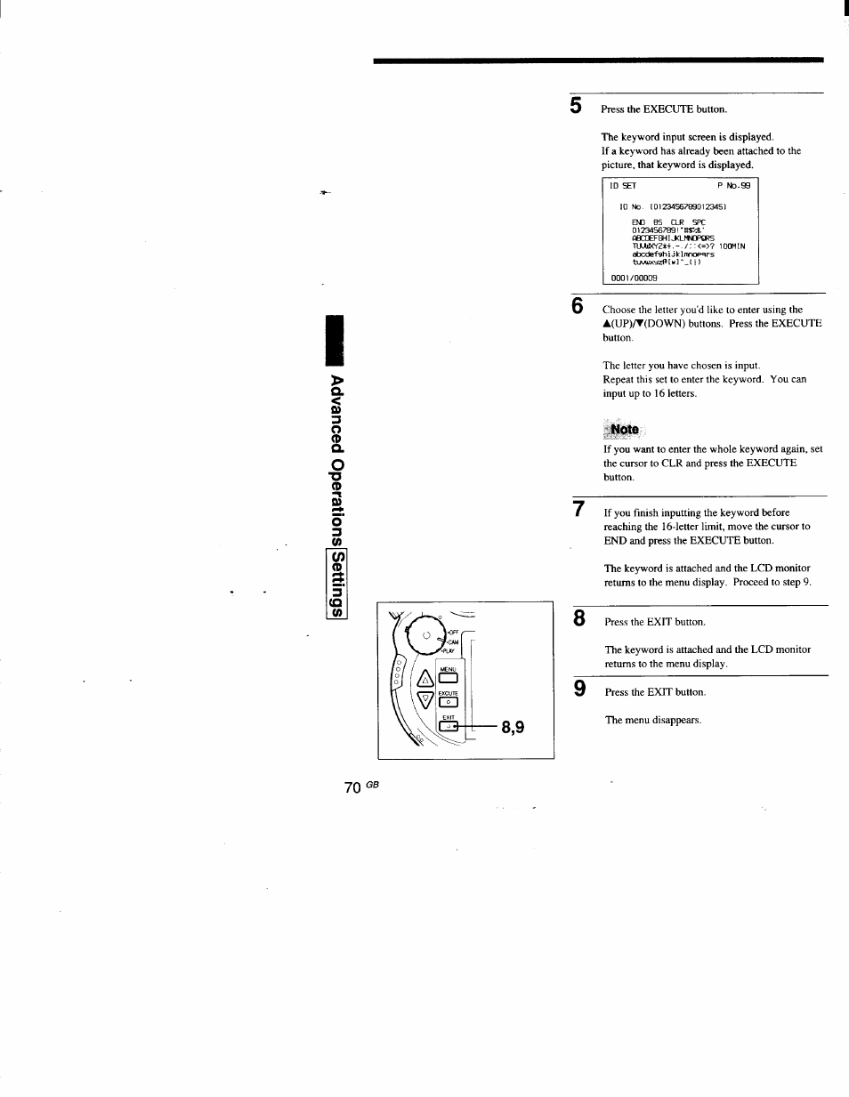 Note | Sony DSC-D700 User Manual | Page 70 / 118