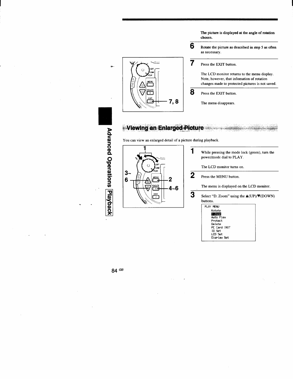 Viewing an enlarged 4^icture | Sony DSC-D700 User Manual | Page 84 / 118