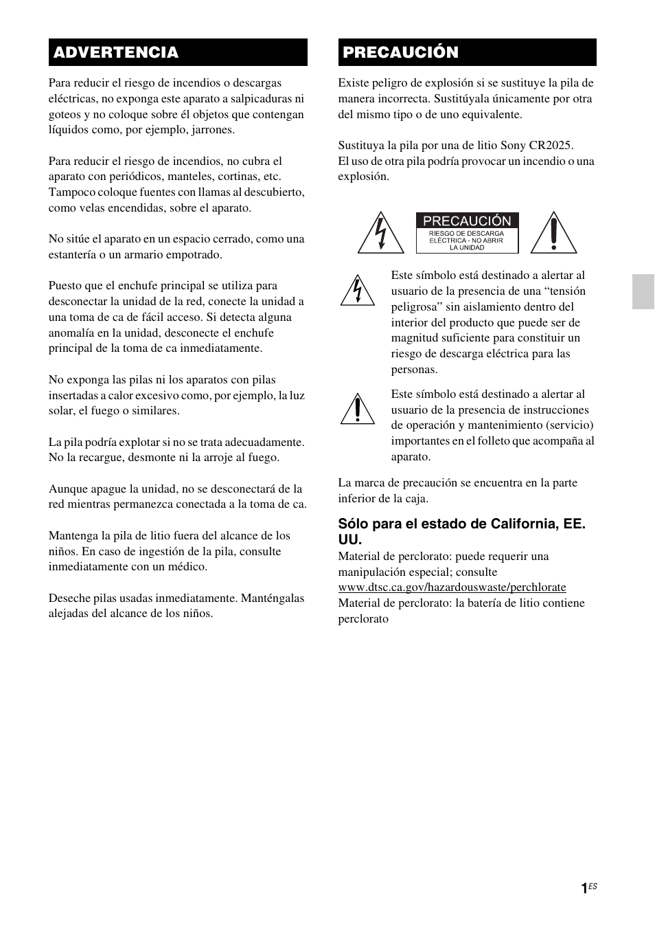 Advertencia precaución | Sony RDP-XA900iPN User Manual | Page 73 / 108