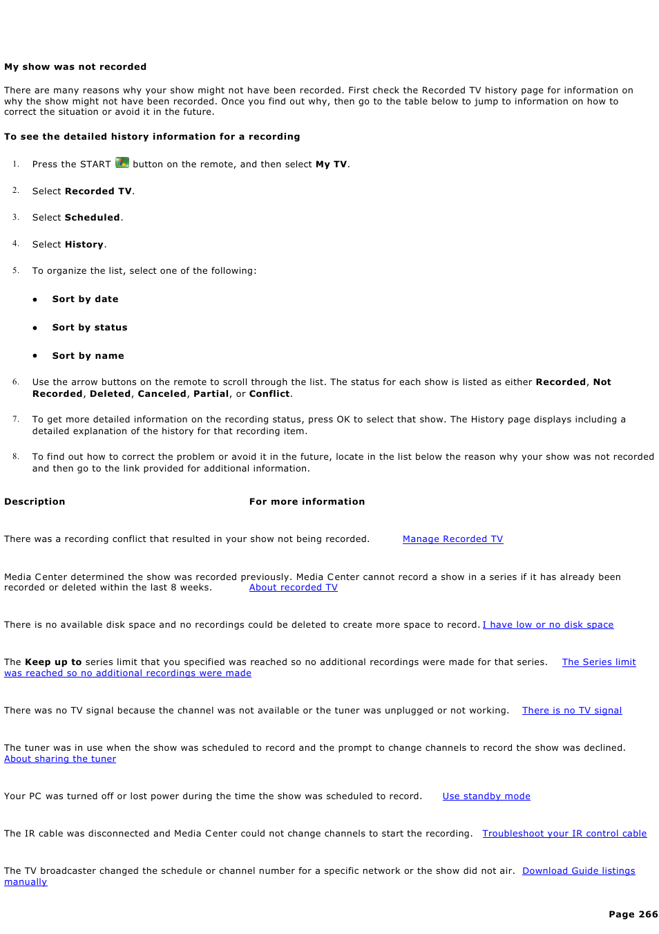 My show was not recorded | Sony PCV-RZ44G User Manual | Page 266 / 459