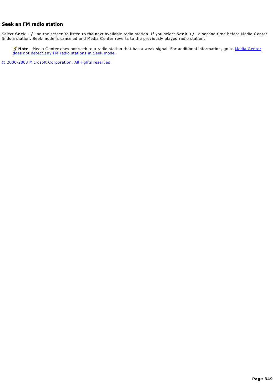 Seek an fm radio station | Sony PCV-RZ44G User Manual | Page 349 / 459