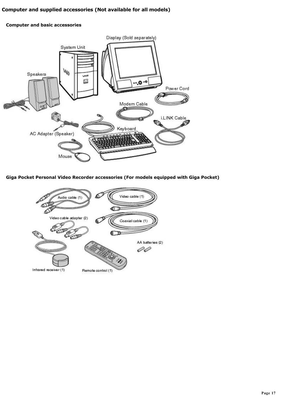 Sony PCV-RX590G User Manual | Page 17 / 119