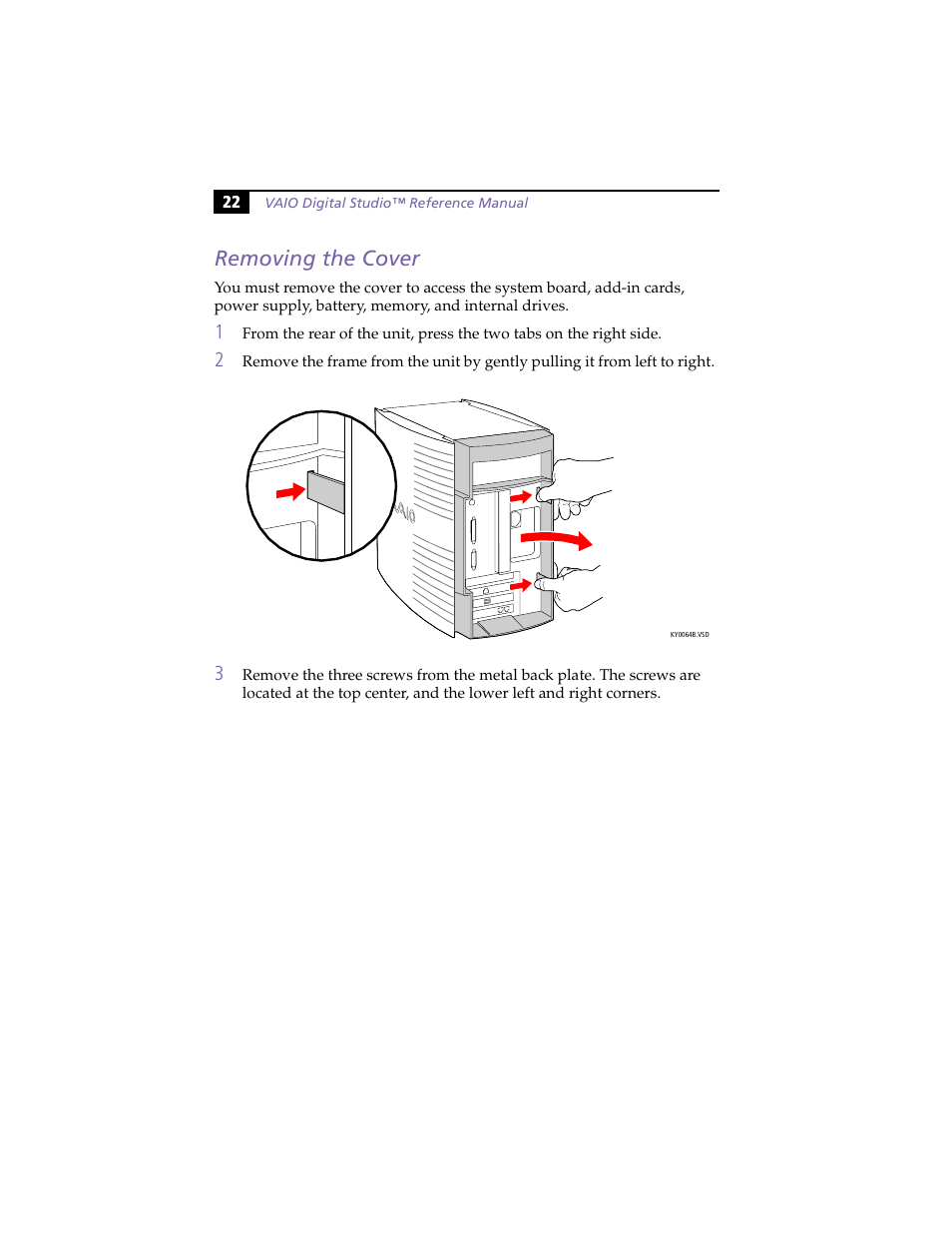 Removing the cover | Sony PCV-R553DS User Manual | Page 36 / 122