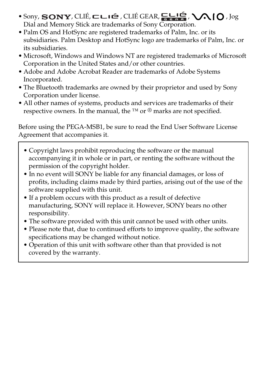 Sony PEGA-MSB1 User Manual | Page 5 / 48