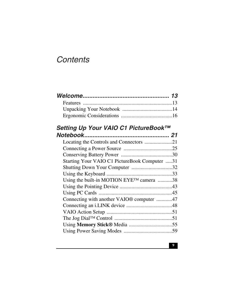 Sony PCG-C1VN User Manual | Page 10 / 125