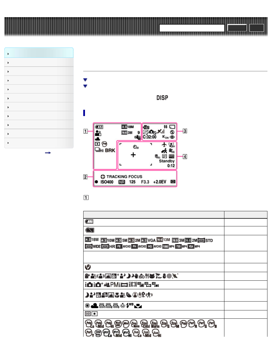 List of icons displayed on the screen, Cyber-shot user guide | Sony DSC-HX10V User Manual | Page 26 / 273