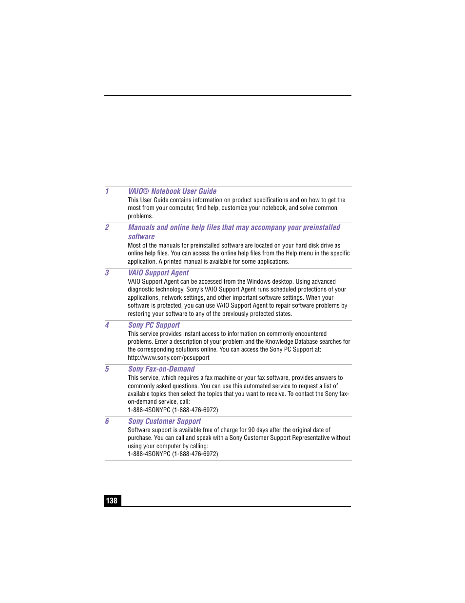 Getting help | Sony PCG-R505TSK User Manual | Page 138 / 150