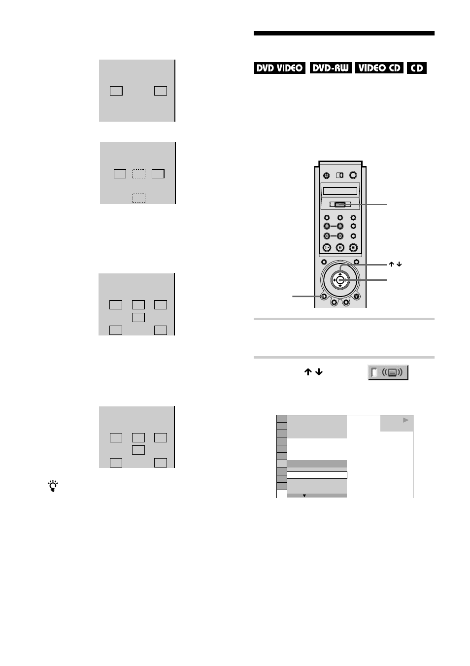 Surround mode settings, Press display during playback, Press x / x to select (surround), then press enter | Sony DVP-NS900V User Manual | Page 60 / 108