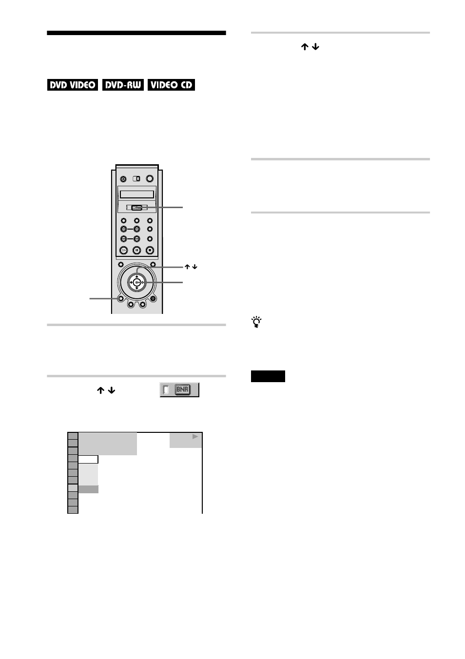 Adjusting the picture quality (bnr), E 66), Adjusting the picture quality | Sony DVP-NS900V User Manual | Page 66 / 108