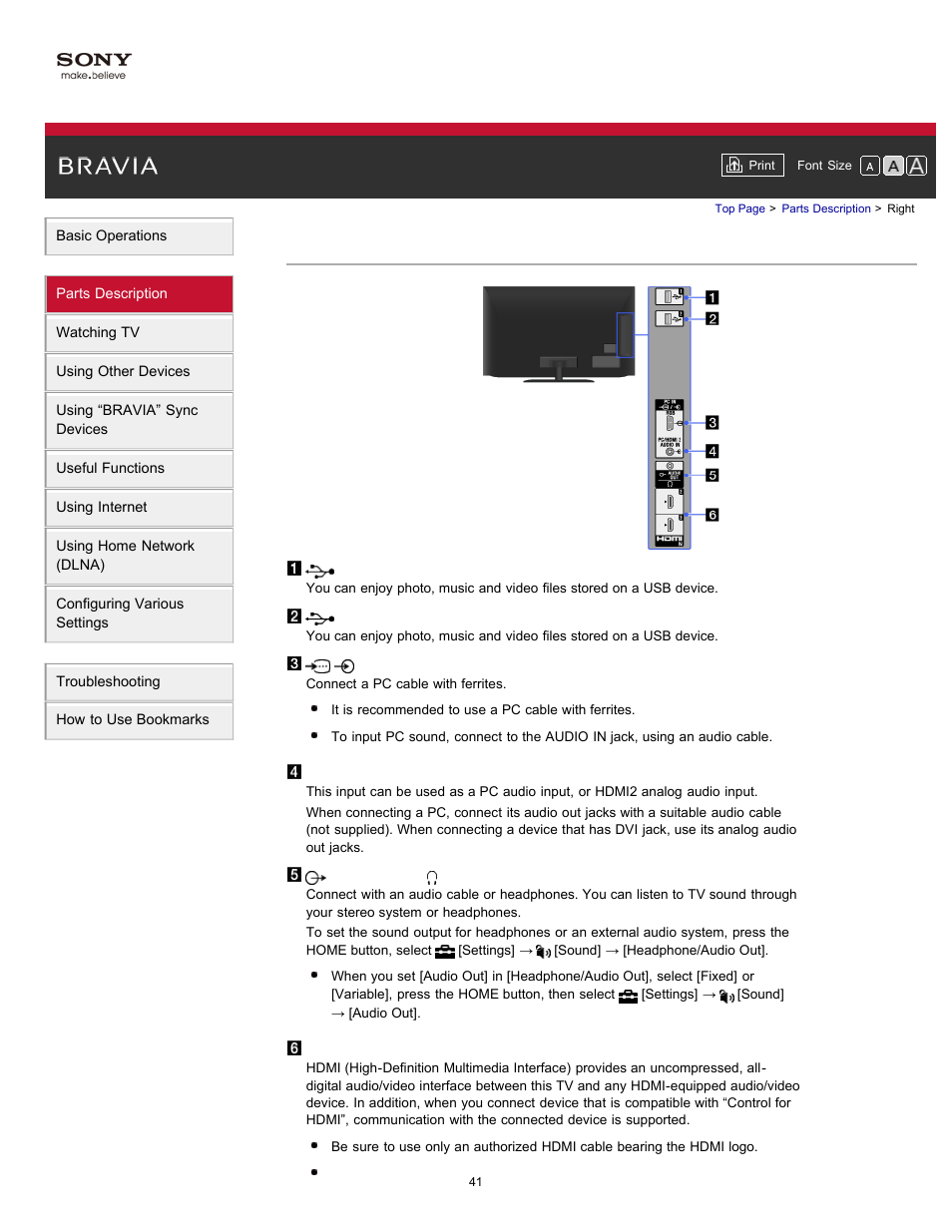 Right | Sony XBR-65HX950 User Manual | Page 41 / 194