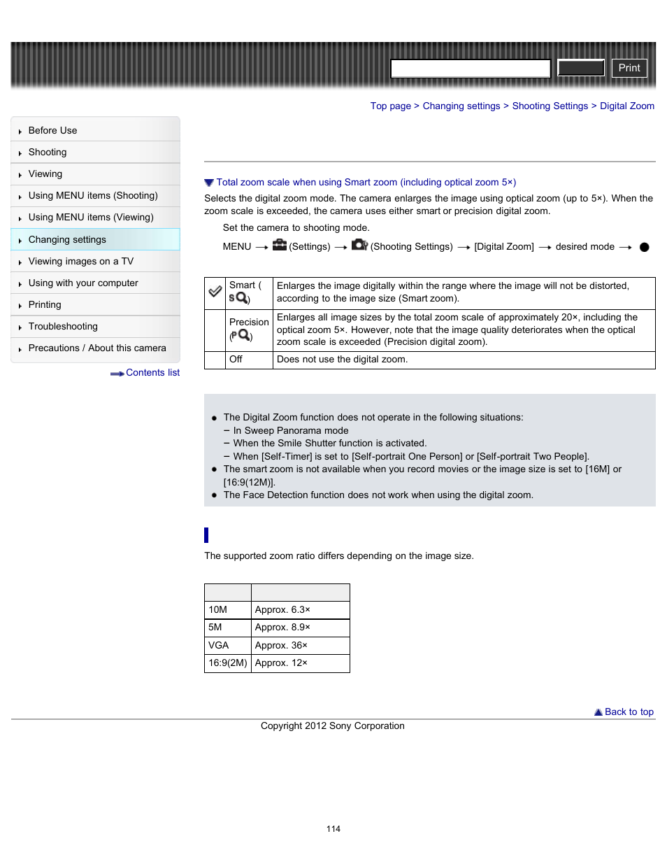 Digital zoom, Details, Cyber-shot user guide | Sony DSC-W630 User Manual | Page 114 / 186