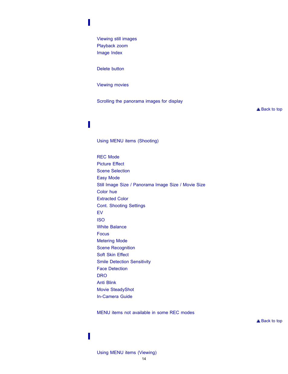 Sony DSC-W630 User Manual | Page 14 / 186