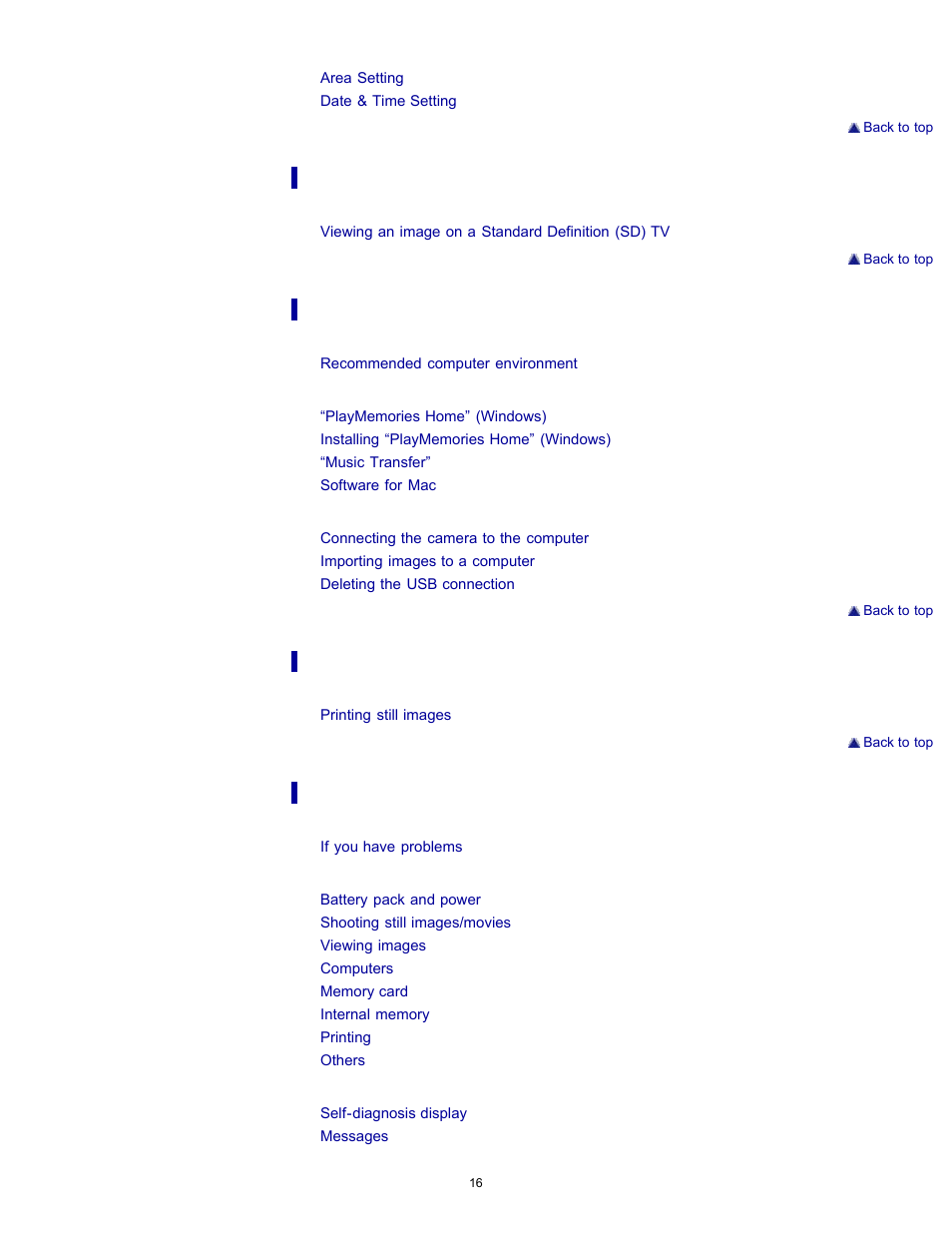 Sony DSC-W630 User Manual | Page 16 / 186