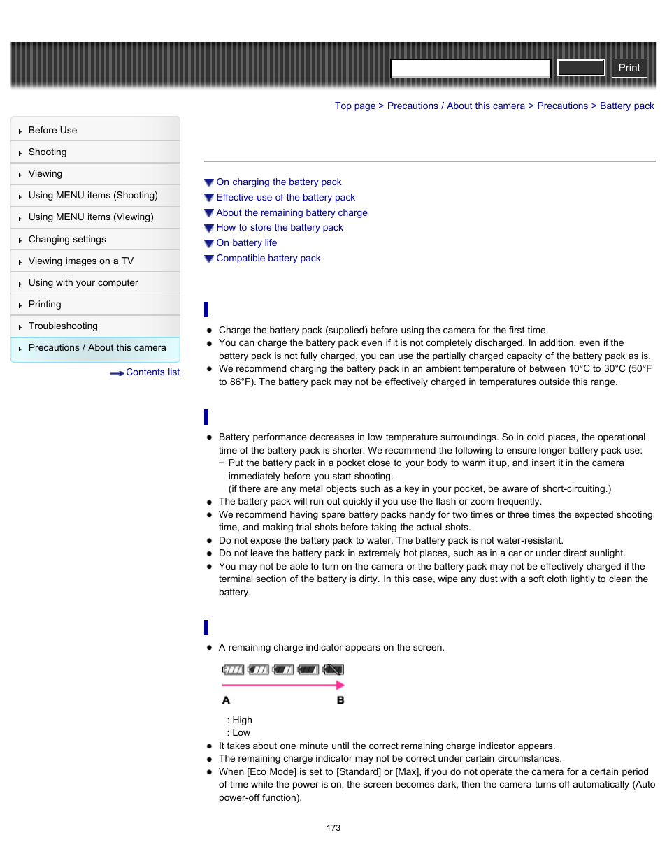 Battery pack, Cyber-shot user guide | Sony DSC-W630 User Manual | Page 173 / 186