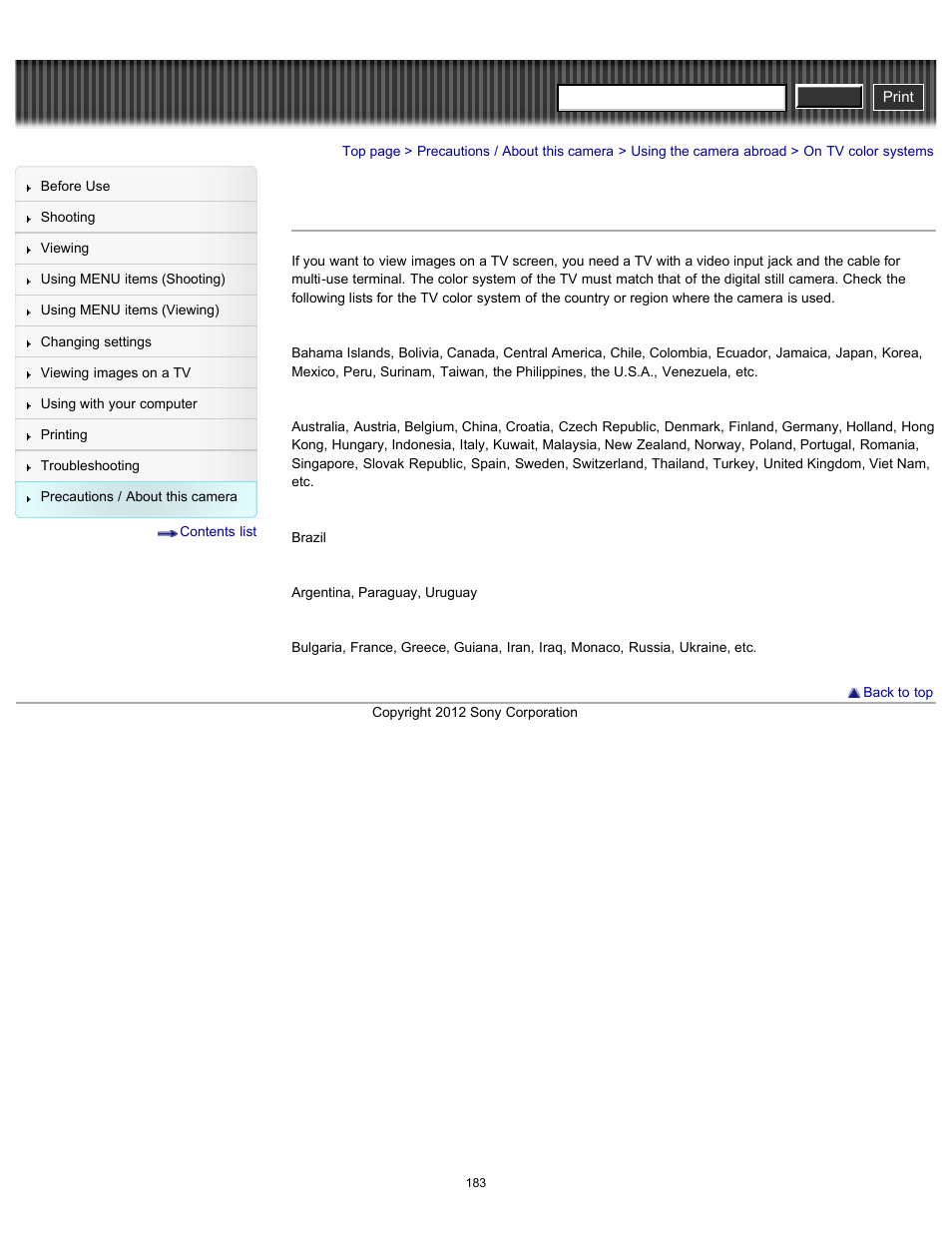 On tv color systems, Details, Cyber-shot user guide | Sony DSC-W630 User Manual | Page 183 / 186
