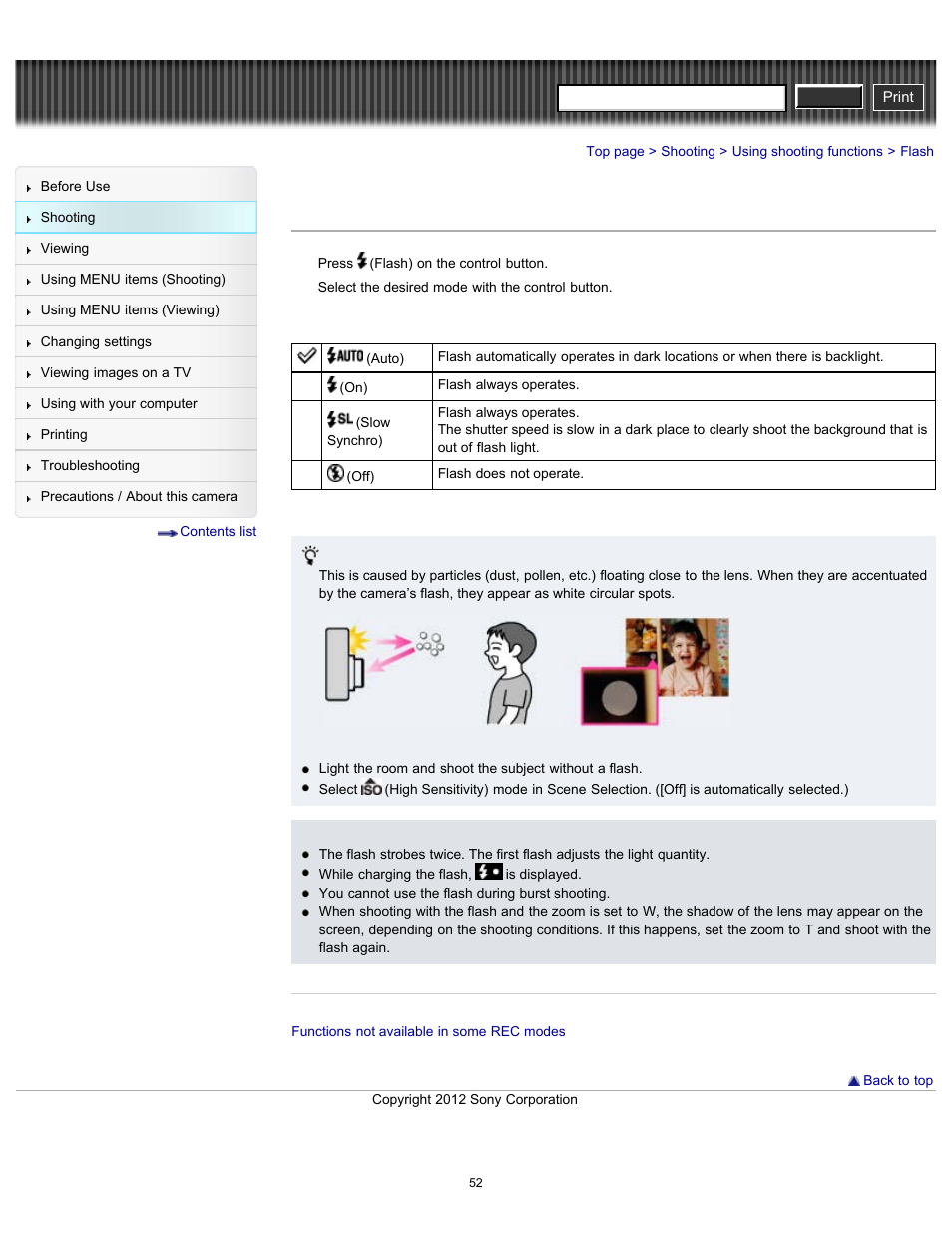 Flash, Cyber-shot user guide | Sony DSC-W630 User Manual | Page 52 / 186