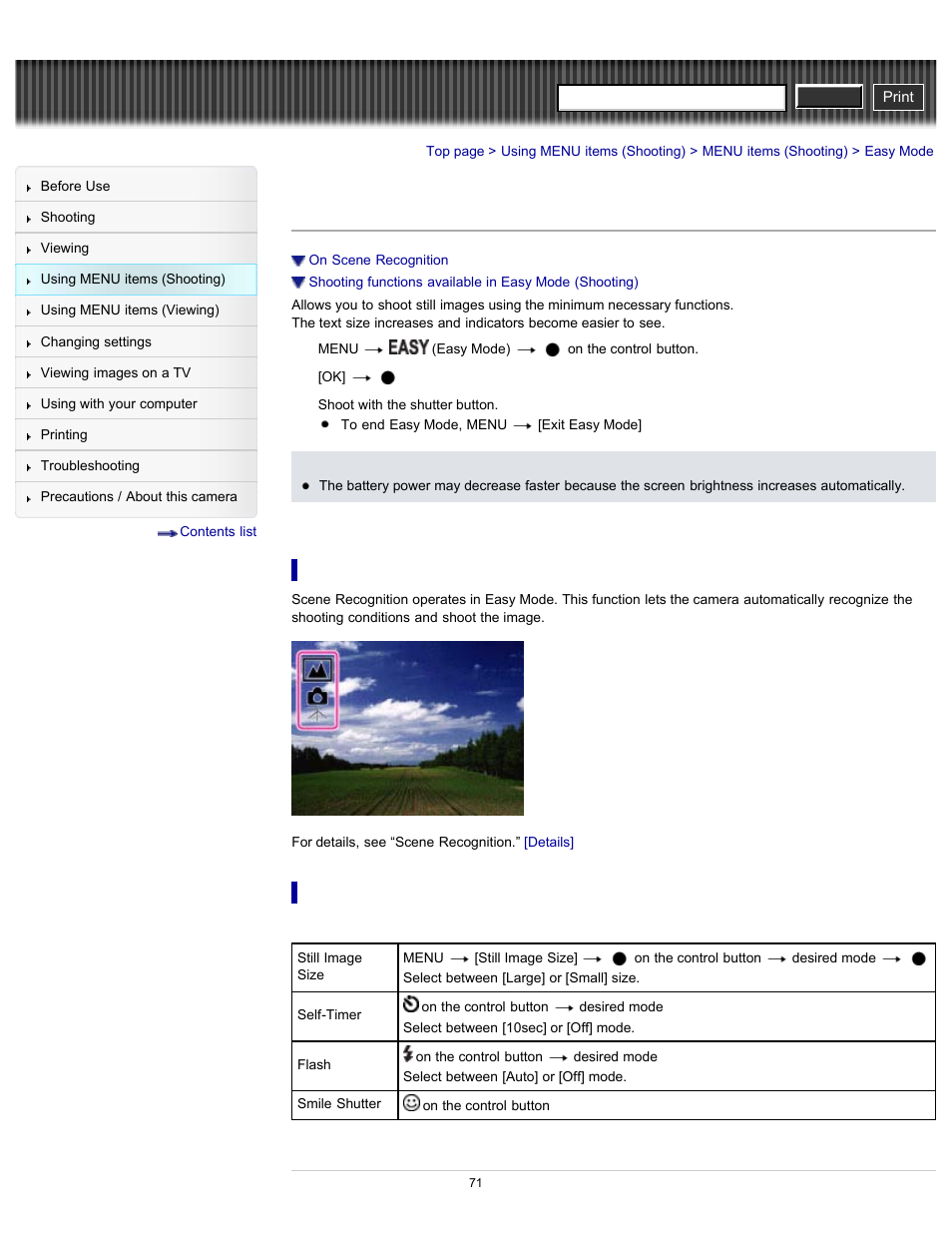 Easy mode, Cyber-shot user guide | Sony DSC-W630 User Manual | Page 71 / 186