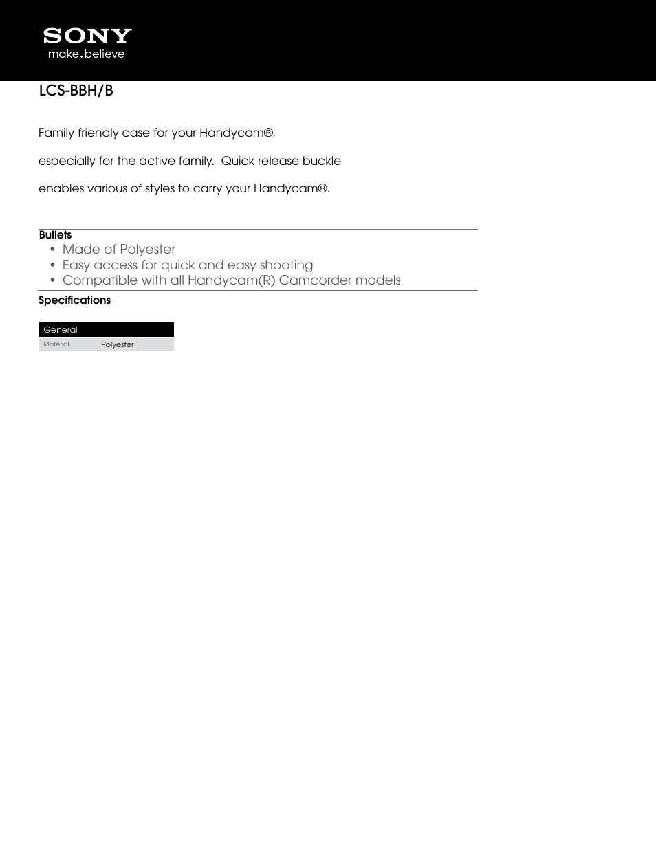 Sony LCS-BBH User Manual | 2 pages