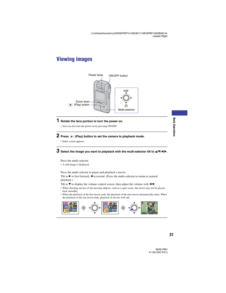 Viewing images | Sony bloggie  MHS-PM1 User Manual | Page 31 / 75