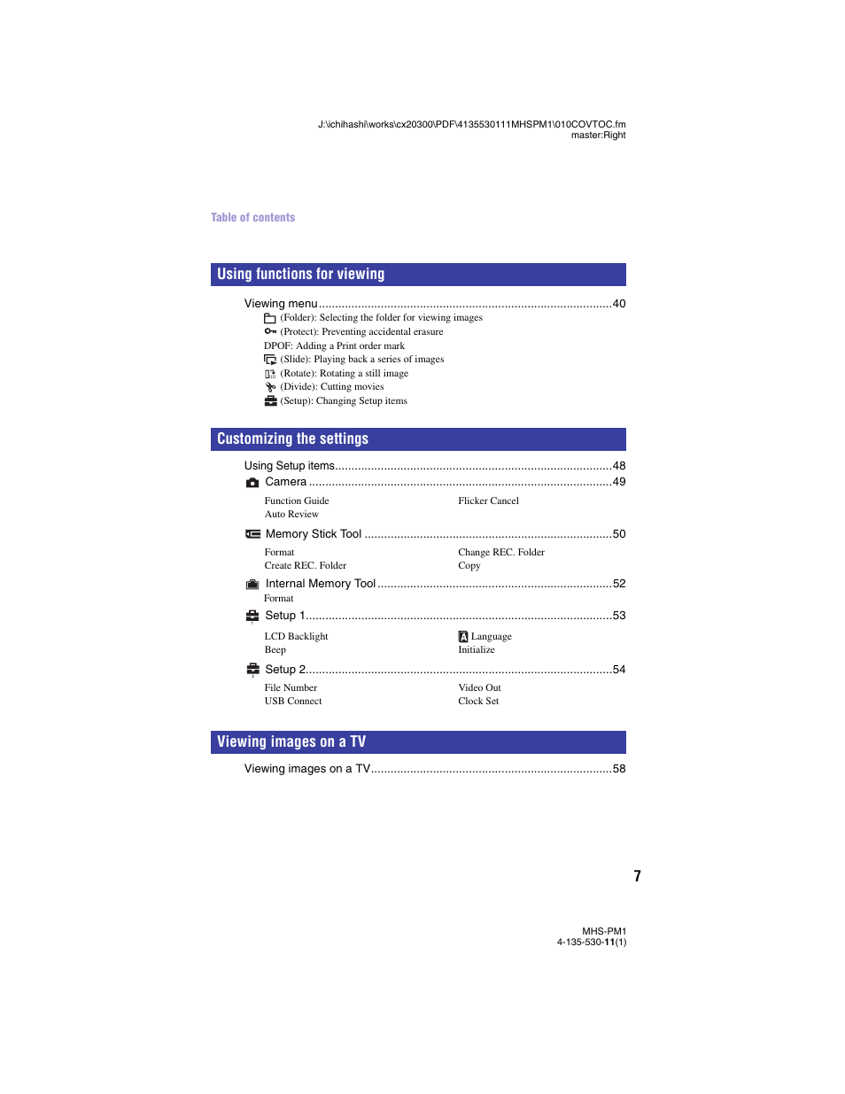 Sony bloggie  MHS-PM1 User Manual | Page 7 / 75
