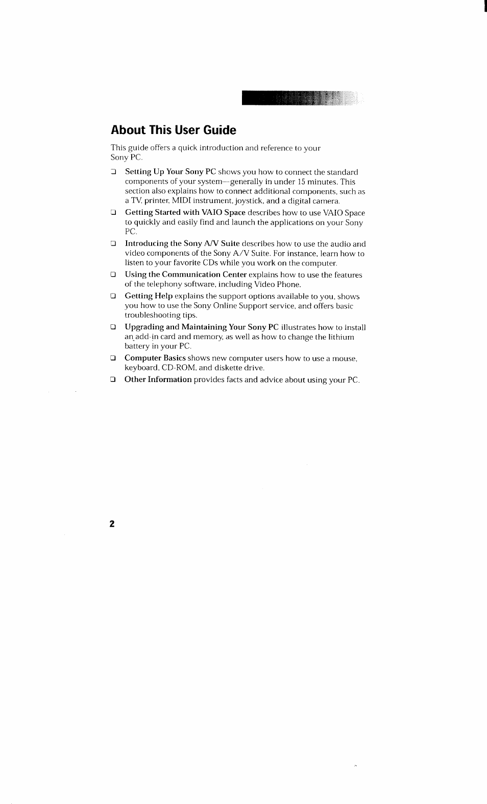 About this user guide | Sony PCV-230 User Manual | Page 10 / 164