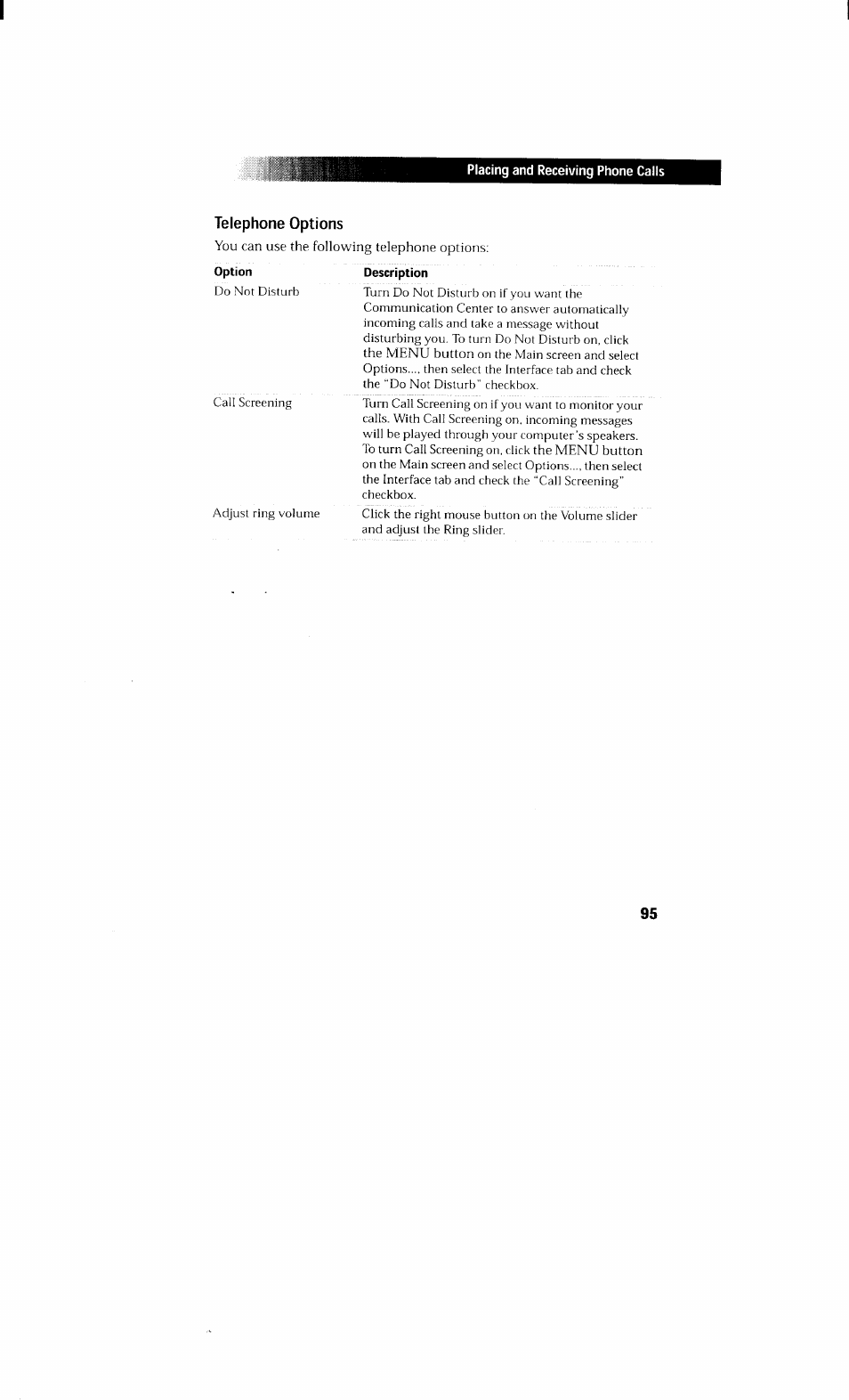 Telephone options | Sony PCV-230 User Manual | Page 103 / 164