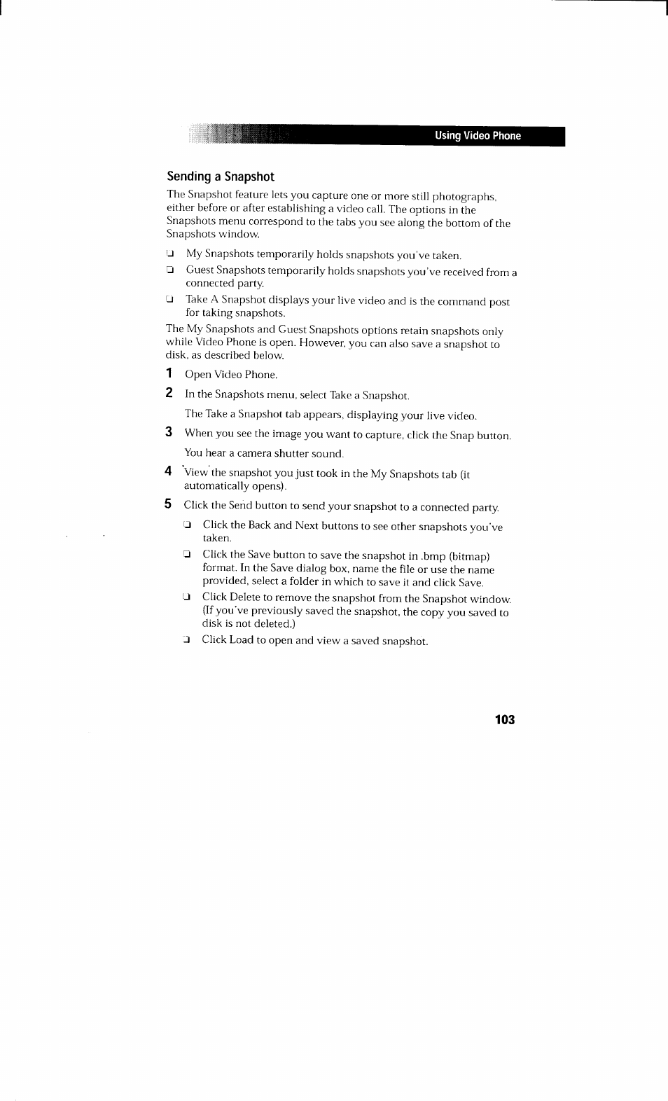 Sending a snapshot | Sony PCV-230 User Manual | Page 111 / 164
