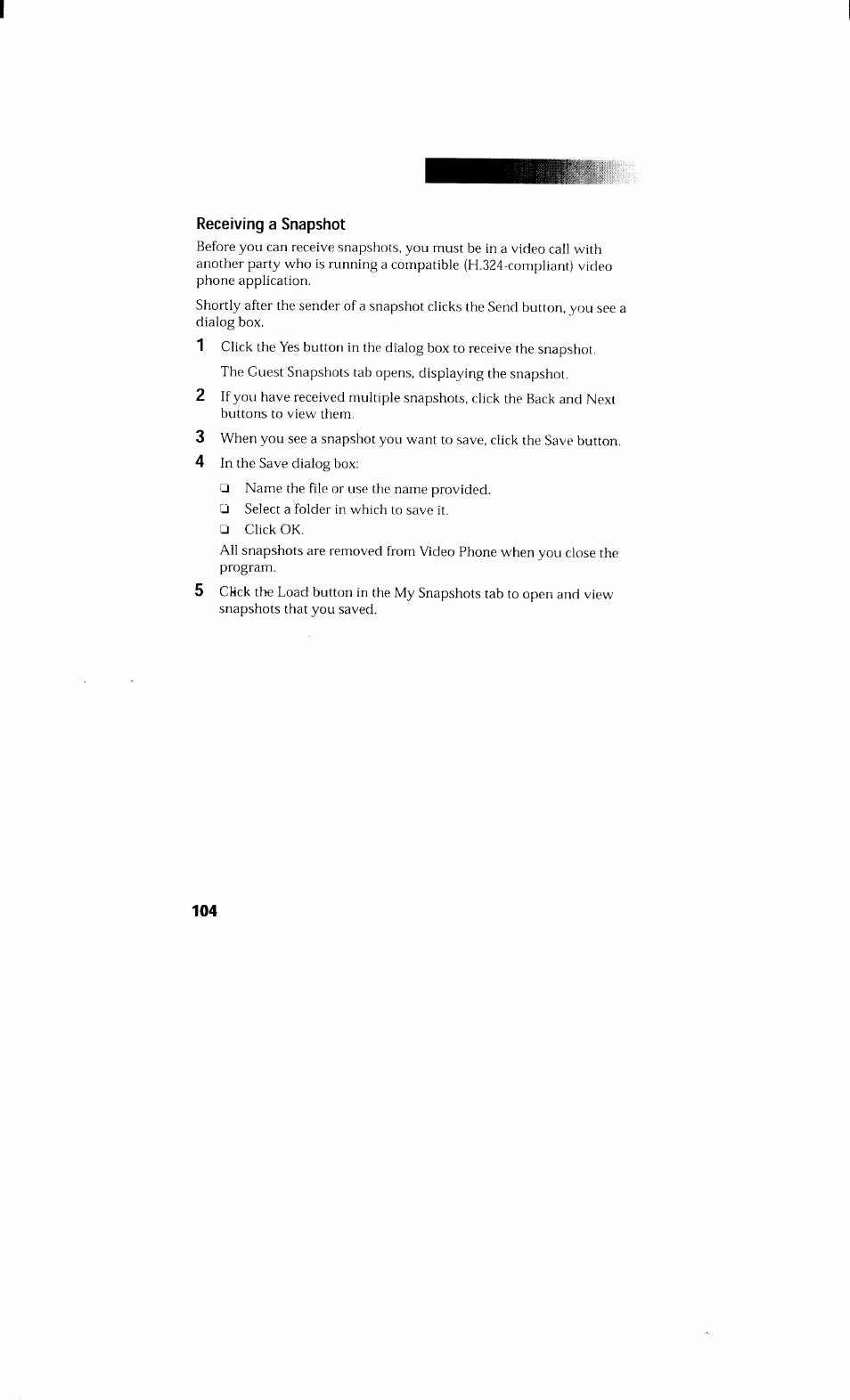 Receiving a snapshot | Sony PCV-230 User Manual | Page 112 / 164