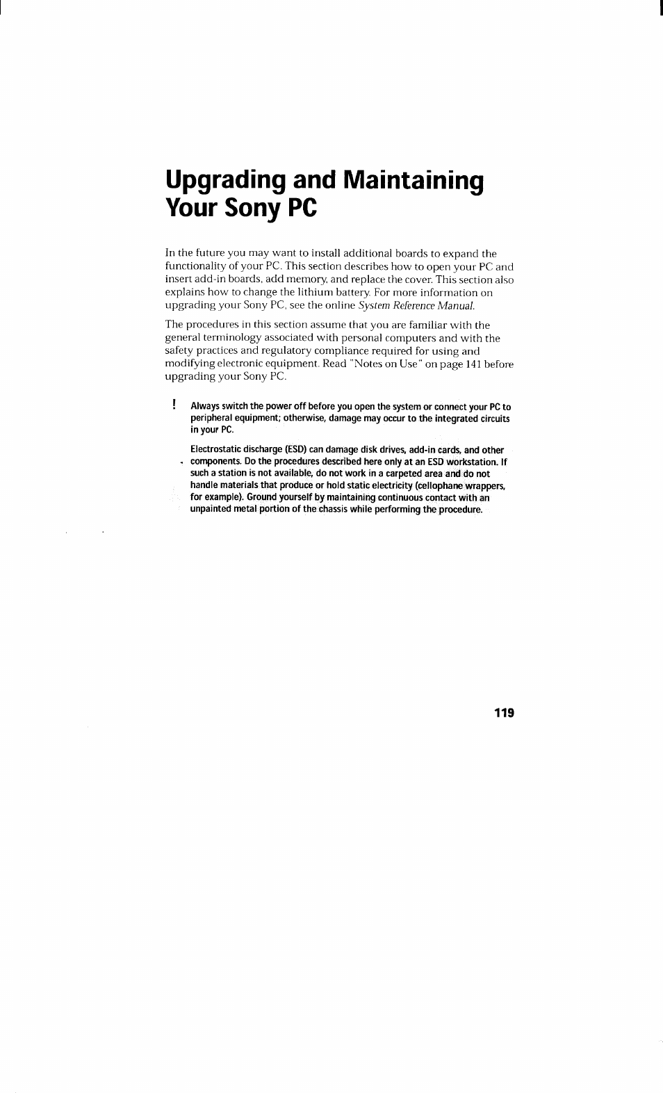 Upgrading and maintaining your sony pc | Sony PCV-230 User Manual | Page 127 / 164