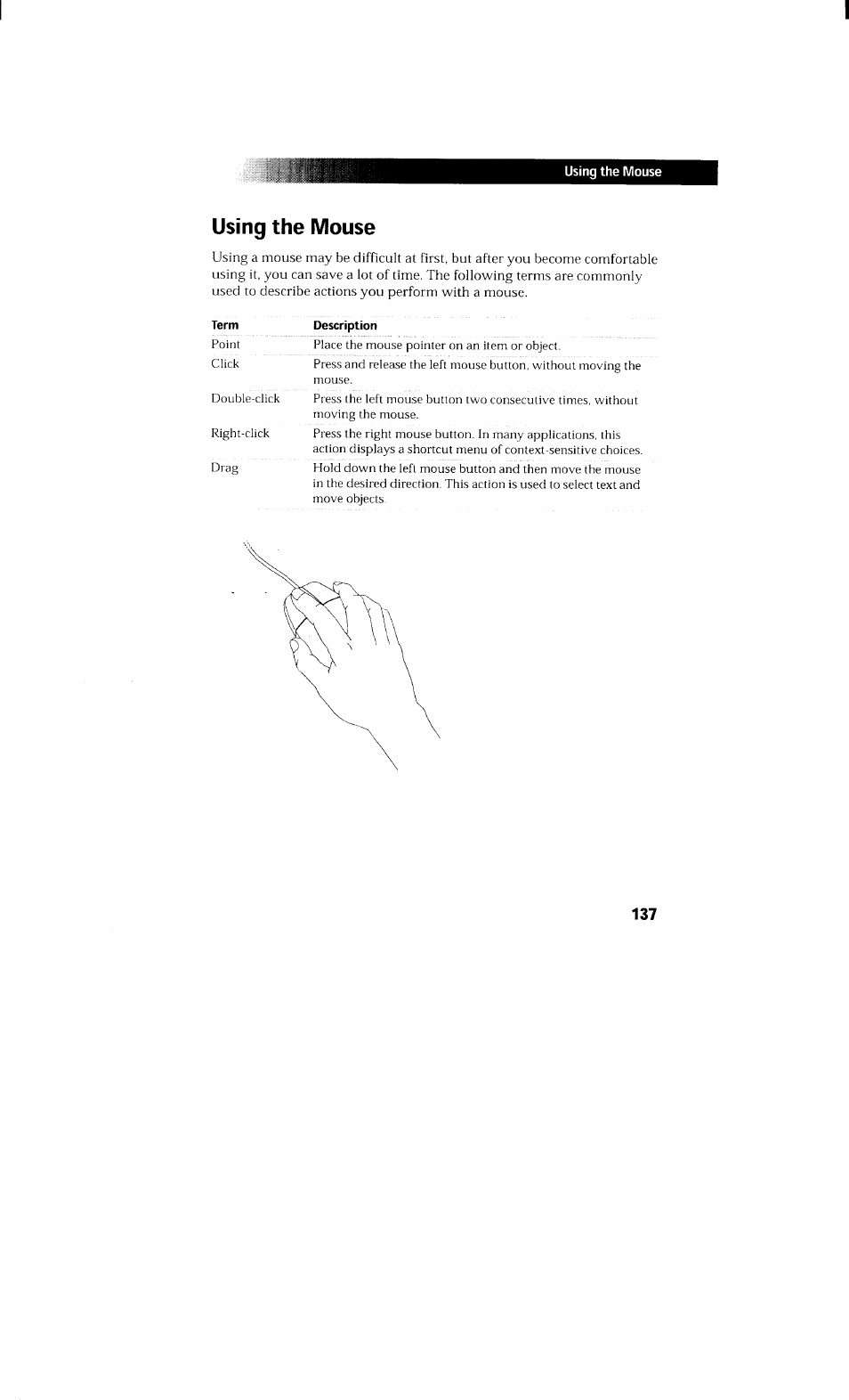 Using the mouse | Sony PCV-230 User Manual | Page 145 / 164