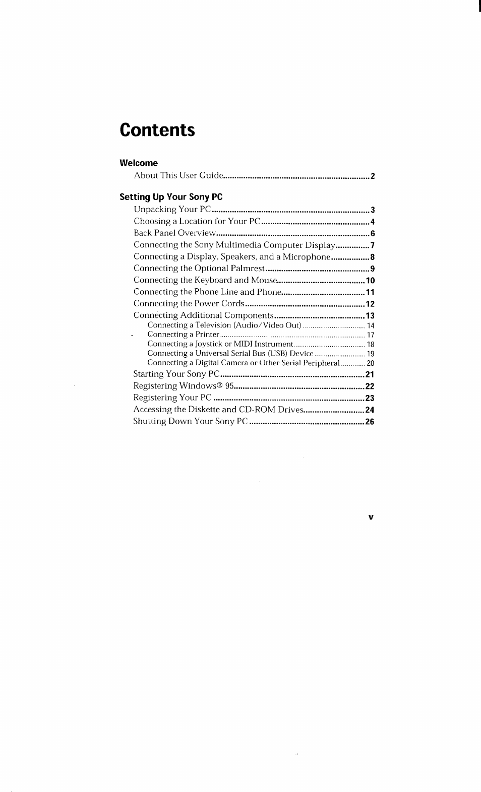 Sony PCV-230 User Manual | Page 5 / 164