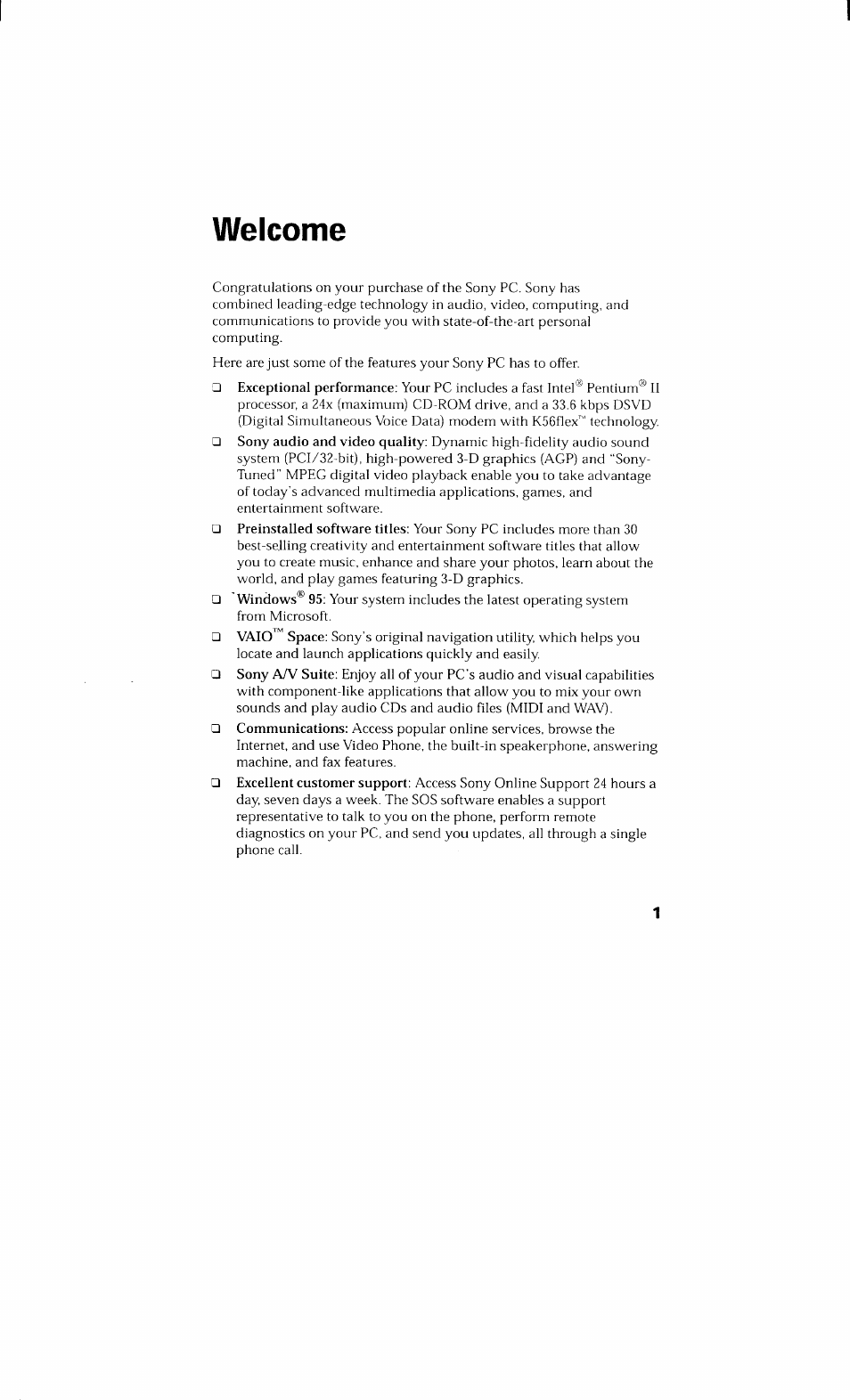 Welcome | Sony PCV-230 User Manual | Page 9 / 164
