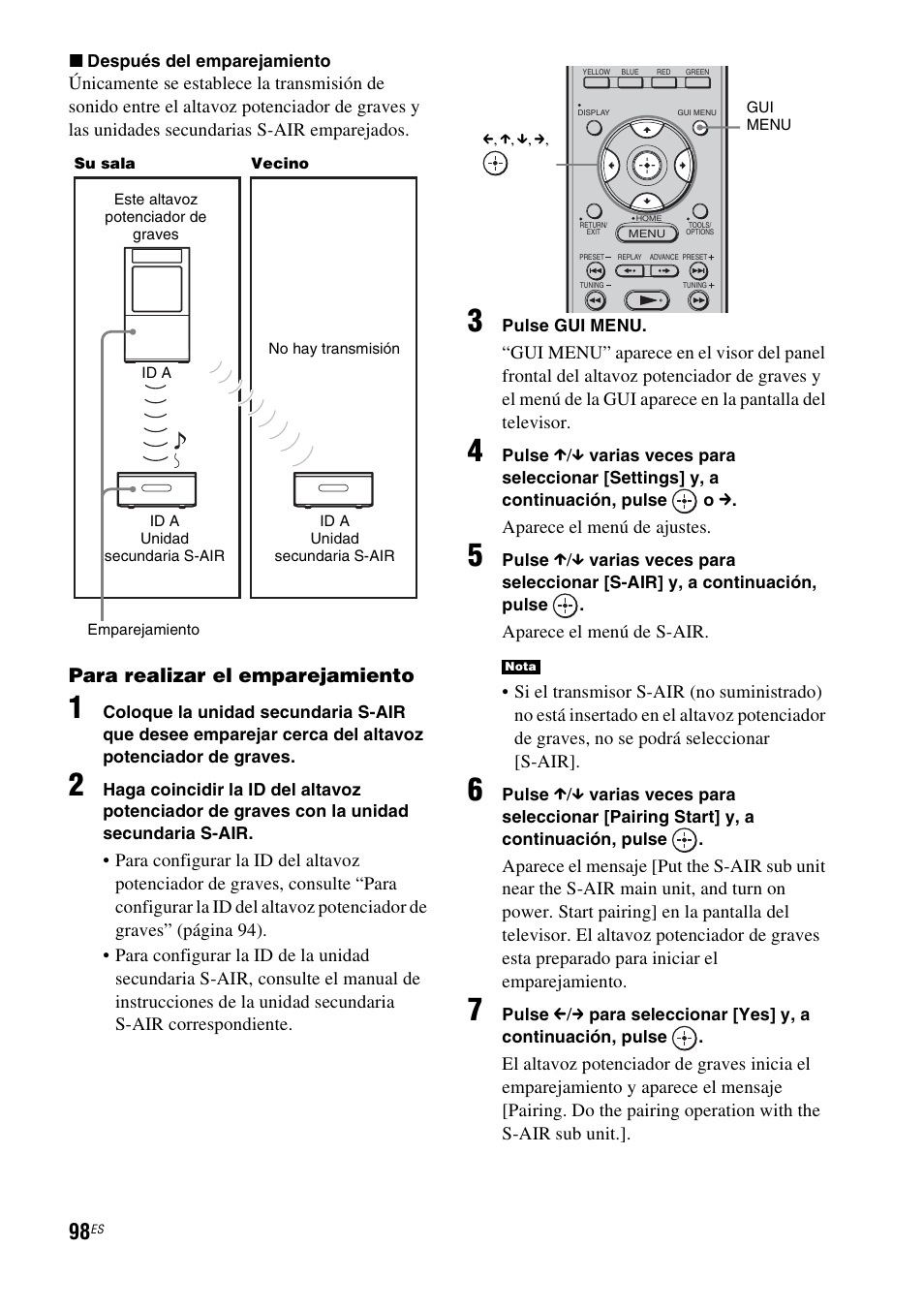 Para realizar el emparejamiento | Sony HT-CT500 User Manual | Page 318 / 340