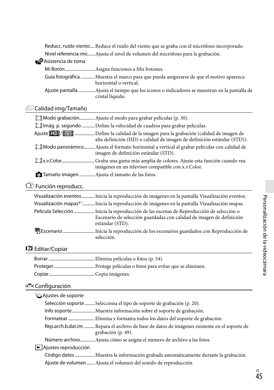 45). a, 45) co, A) (45) | Sony HDR-GW77V User Manual | Page 109 / 199